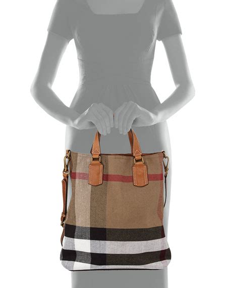 burberry brit check canvas medium tote bag saddle brown|Burberry Brit Grainy Canvas Check Medium Harcourt Multi.